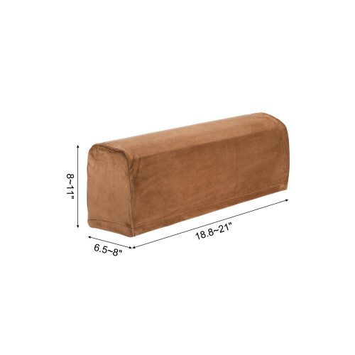 sourcing map Stretch Sofa Armrest Covers Camel 2 Pcs 1