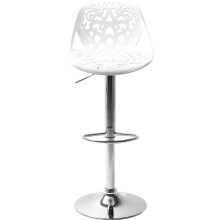Kare Design Bar Stool Ornament, White, Foot Steel Chromed, Height Adjustable, Rotatable, Counter Stool With Backrest and Footrest