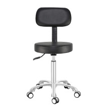 Antlu Adjustable Swivel High Desk Stool Chair for Beauty Kitchen Office Drum,Tall Metal Frame Stool on Wheels and Back (Black)