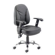Office Hippo Ergonomic Office Chair with Adjustable Arms, Leather Office Chair with Arms, Desk Chair for Home Office, Swivel, Black