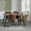 Seconique Seconique Quebec Wave Edge Dining Set with 4 Dining Chairs in Medium Oak Effect/Brown Pu 1