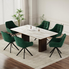 COLAMY 360Â Swivel Dining Chairs Set of 6 with Sturdy Metal Base â“ Luxury Velvet Upholstered Kitchen Chairs with Thick Padded Seat
