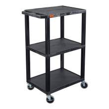 LUXOR UCPL1 42" Tall 3-Tier Utility Cart Black