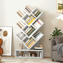 YITAHOME Tree Bookshelf, Wider Tree Bookcase, Modern Wood Book Shelf Industrial Freestanding Corner Shelf for Books/Movies/CDs