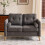 VINGLI 2 Seater Sofa, Small Sofa with Thicken Cushion and Pillows,Deep Grey 1