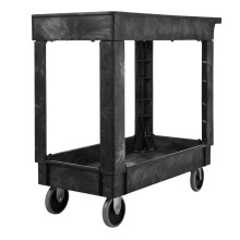 Rubbermaid Commercial FG9T6600BLA Service/Utility Cart, Two-Shelf, 300 lb capactiy, Black