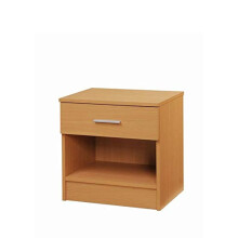 Timber Art Design UK Rio Costa Bedside Table Cabinet with Metal Handles Runners & 1 Drawer Storage Shelf Unit Oak Effect Modern Furniture For Bedroom
