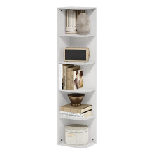 Furinno PASIR Book Shelf, 5-Tier Corner Bookshelf, Open Shelves Bookcase 9.3 x 12 x 51.7, for Living Room, Bedroom, Home Office, White