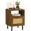 Bedside Table, Boho Farmhouse Walnut Rattan Nightstand with Drawers 1