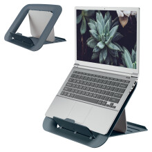 Leitz Adjustable Laptop Stand, Compact Laptop Holder With 4 Height Settings, 80% Recycled Plastic & 100% Recycable, Ergo Cosy Range, Velvet Grey