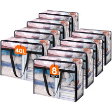 Lifewit 8 Pack Clear Storage Bags, 40L Plastic Clothes Storage Bags
