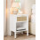 Apetaccat Rattan Bedside Table, Side Table with Open Storage Shelf, White 1