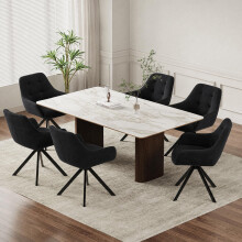 COLAMY 360Â Swivel Dining Chairs Set of 6 with Sturdy Metal Base â“ Luxury Velvet Upholstered Kitchen Chairs with Thick Padded Seat