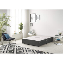 Bed Centre Flexby Divan Base Only with No Drawers and No Headboard - Available in 3ft,4ft,5ft and 6ft- Fabric (4FT6 Double, Tweed Charcoal Fabric)