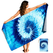 Large Microfibre Beach Towel for Adults with Bag 160x90cm,Blue Quick Dry Beach Towel with Double Sided,Lightweight Beach Microfiber Towels for Travel