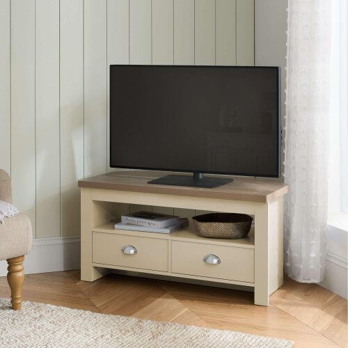 Birlea Birlea Highgate Corner Tv Unit Cream & Oak Effect 2
