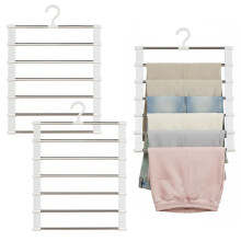 3 Pack Trouser Hangers, Trouser Hangers Space Saving Space Saver Trouser Rack 360Â Rotatable Multi Layer Pants Hanger Women Man for Jeans Skirt Tie