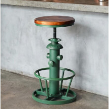 Topower Antique Industrial Round Bottom Adjustable Height Cafe Coffee Retro Vintage Stylish Water Pipe Design Pub Kitchen Bar Stool Antique Green