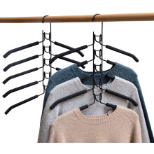 2 PACK Clothes Hangers Space Saving, 5 in 1 Clothes Hangers, Multi Layers Coat Hangers Metal Sponge Space Saver with Multilayer EVA Sponge for