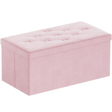 BRIAN & DANY Ottoman Storage Box Velvet Foldable Storage Ottoman Bench with Lid for Living Room, 80 x 40 x 40 cm, Pink