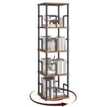 MAHANCRIS Rotating Bookshelf, 4-Tier Spinning Bookcase, 360Â Revolving Bookcase, Storage Turning Shelf with Rails for Corner, Living Room, Bedroom