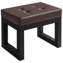 IBUYKE 16 Inch Small Foot Stool Ottoman, Rectangle PU Faux Leather Foot Rest with Padded Seat and Metal Legs