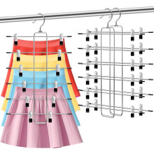 ABCHCHS Pants Hangers with Clips - Space Saving Hanging Closet Organizer and Storage - 6 Tiers Skirt Hangers with 360Â Swivel Hook