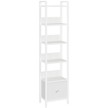 MAHANCRIS Bookshelf, 6-Tier Bookcase with Removable Drawer, Freestanding Book Shelf for Small Space, Storage Shelf Organizer, for Living Room
