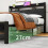 VERFARM 4ft6 Double Size Bed Frame with LED Lights Storage Upholstered Headboard and Charging Station, Solid Metal Platform Bed Double Size 5