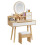 Dressing Table with Round Mirror and Lights, Small Vanity Desk with Stool 1