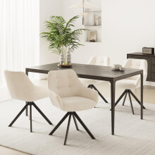 COLAMY 360Â Swivel Dining Chairs Set of 4 with Sturdy Metal Base â“ Luxury Velvet Upholstered Kitchen Chairs with Thick Padded Seat