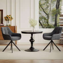 COLAMY 360Â Swivel Dining Chairs Set of 2 with Sturdy Metal Base â“ Luxury Velvet Upholstered Kitchen Chairs with Thick Padded Seat