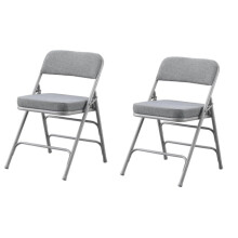 CHAIRABLE Padded Folding Chairs with Thick Cushion, 2 Pack Grey