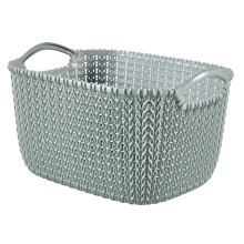 Curver Knit Medium Storage Basket, Stylish Knit Design & Comfortable Handles, 8 Litres, Misty Blue