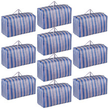 10 Pack Extra Large Moving Bags Clothes Storage Box Replacement, Thickened 130L Packing Sacks with Zips for Wardrobe Organisation, House Relocation