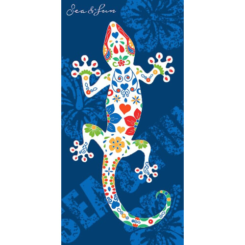 Miracle Home. Microfibre Towel Lizard Menorca Blue, 100% Polyester, 95 x 175 cm. 15551