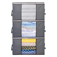 AiQInu Large 90 L Foldable Clothes Storage Bags Pack of 3 with Reinforced Handle, Storage Bags for Duvets, Clothes, Quilts, Pillows, 60 x 44 x 35 cm