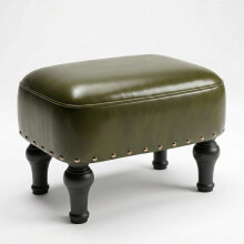 Cmishe Ottoman Leather Foot Rest with Thicker Foam Padded Seat, Footstool with Wooden Legs