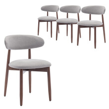 COLAMY Modern Dining Chairs Set with Wooden Legs â“ Upholstered Fabric Dining Room Chairs with Curved Backrest, Soft Cushion Seat