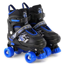 GEEZY Kids Quad Skates Adjustable Blue Roller Skates for Girls & Boys (UK 2 - 4)