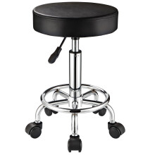 FNZIR Adjustable Stool with Wheels Round Rolling Stool for Spa Salon Massage Office Stool Chair (Black)
