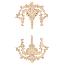 2 Pack Decorative Wood Carved Appliques Onlays, 24 x 20cm Unpainted Solid Wood Carving Decal for Furniture Cabinet Door Center Bed Mirror Dressers
