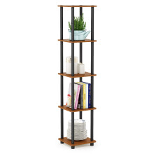 Furinno TURN-N-TUBE Storage Shelves, 5-Tier Square Book Shelf, Corner Shelf, Toolless Open Shelves, Round Tubes, for Organization and Storage