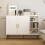 DAWNYIELD Sideboard with Curved Texture, Cream White, 110x35x82 cm 1