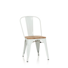 hjh OFFICE Vantaggio Comfort W 645046 Bistro Chair Metal Industrial Design Seat Stackable White/Wood