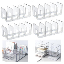 Panavage Transparent Desk File Organiser, 4 Slots, 4-Pack