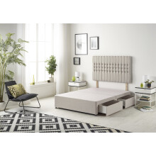 Bed Centre Galaxy Divan Base with 2 Drawers (Same Side) and Matching Headboard, Fabrics and Colours (3FT Single, Plush Silver)