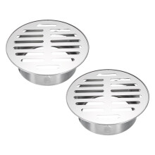 PATIKIL Floor Drain Cover 5" x 3.9" (110 Flat Mouth), 2 Pcs 304 Stainless Steel Round Anti Blocking Snap-in Drain Strainers for Outdoor Bathroom