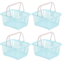 4PCS Mini Shopping Basket, Small Plastic Basket Mini Storage Basket Grocery Tiny with Handles Organizer Filtered Water for Organizing Eggs Fruits