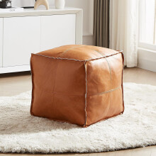 Louis Donne Unstuffed Square Faux Leather PU Pouffe - Supersoft Handmade Faux Moroccan Decor